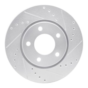 Chrysler Voyager Brake Rotor (1) - Front Right - R1 Concepts - Drilled & Slotted - Silver - `01-`07